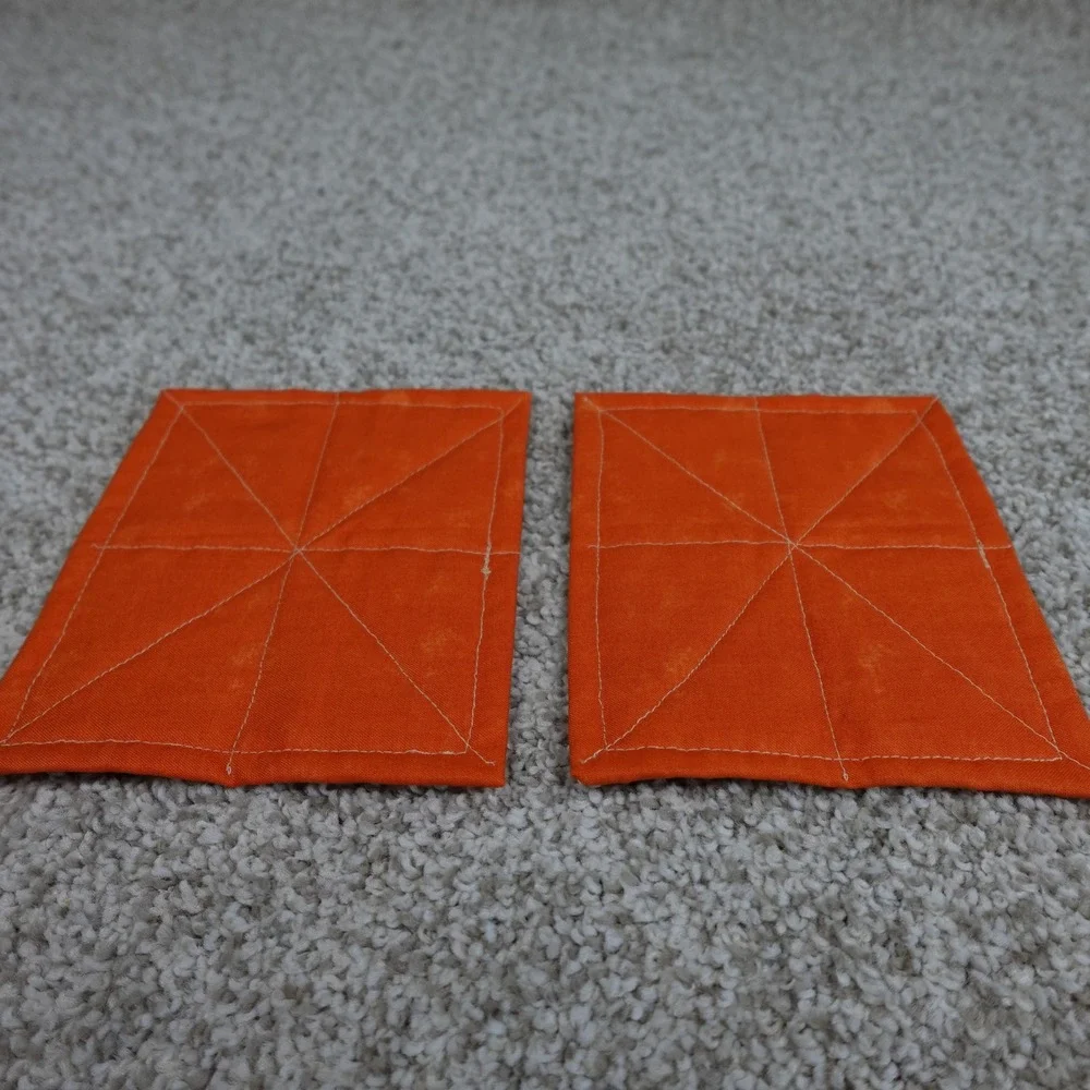Handmade Quilted Mug Rugs Halloween Jack o' Lantern Spider Web Coasters Set of 2